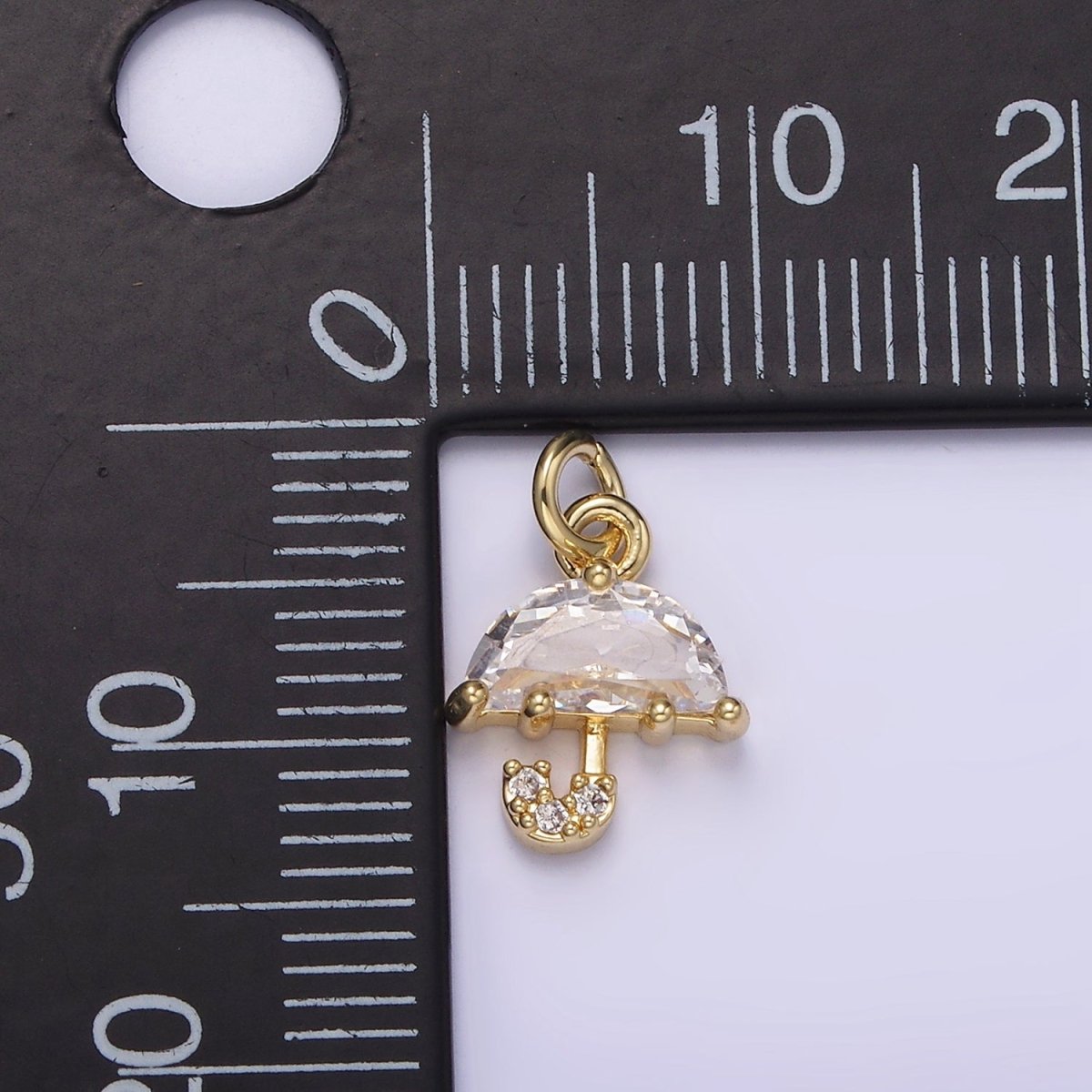 Mini 14K Gold Filled Umbrella Clear CZ Micro Paved Add-On Charm | AG216 - DLUXCA