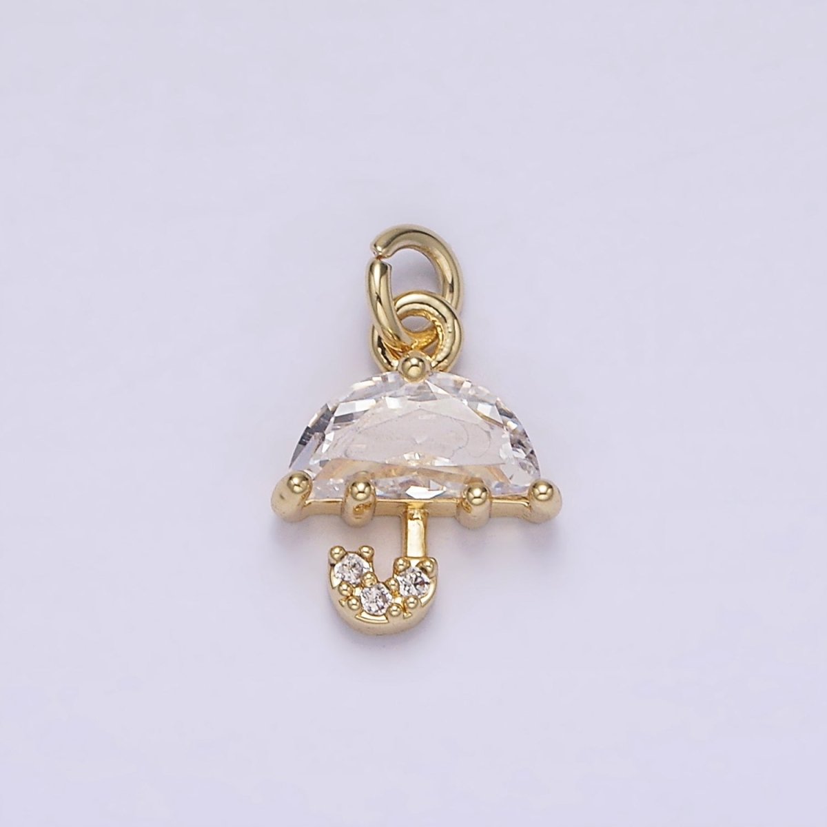 Mini 14K Gold Filled Umbrella Clear CZ Micro Paved Add-On Charm | AG216 - DLUXCA