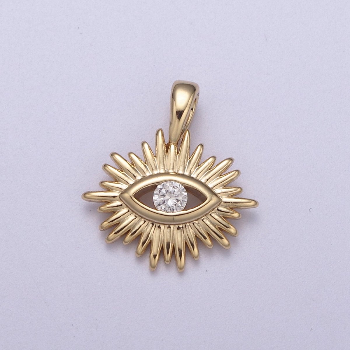 Mini 16K Gold Filled Evil Eye Sunburst Charm, Boho Charm, Evil Eye Charm Jewelry, Greek Eye Charm for Necklace Bracelet H-276 - DLUXCA