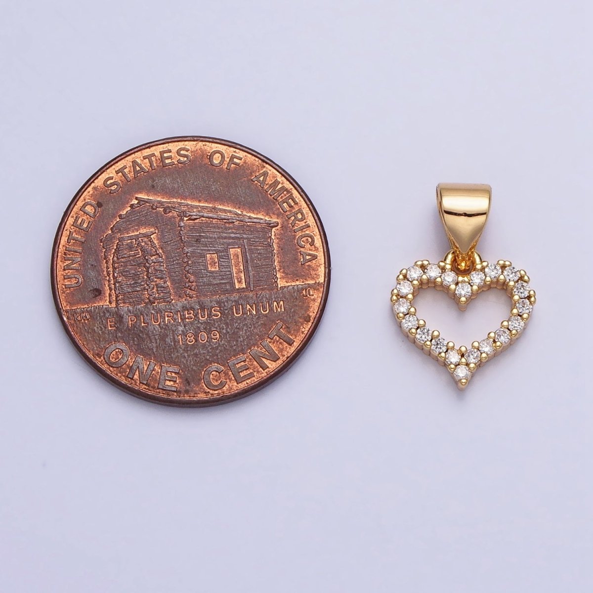 Mini 16k Gold Filled Heart Pendant Micro Pave Heart Charm AA313 AA314 - DLUXCA