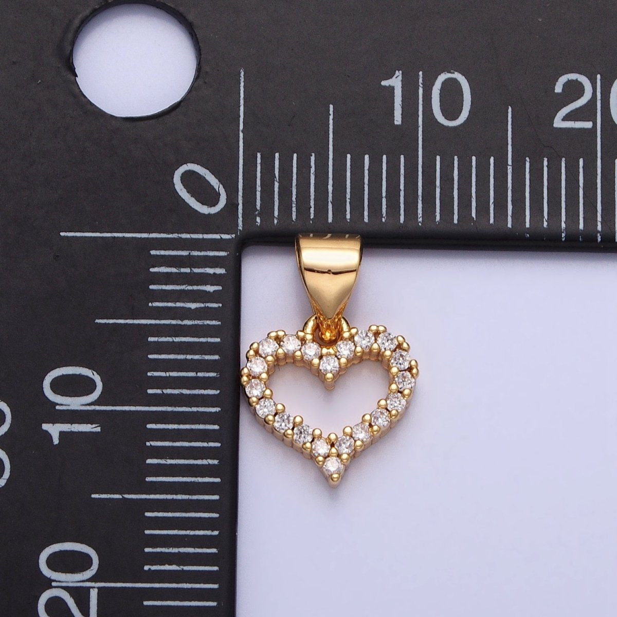 Mini 16k Gold Filled Heart Pendant Micro Pave Heart Charm AA313 AA314 - DLUXCA