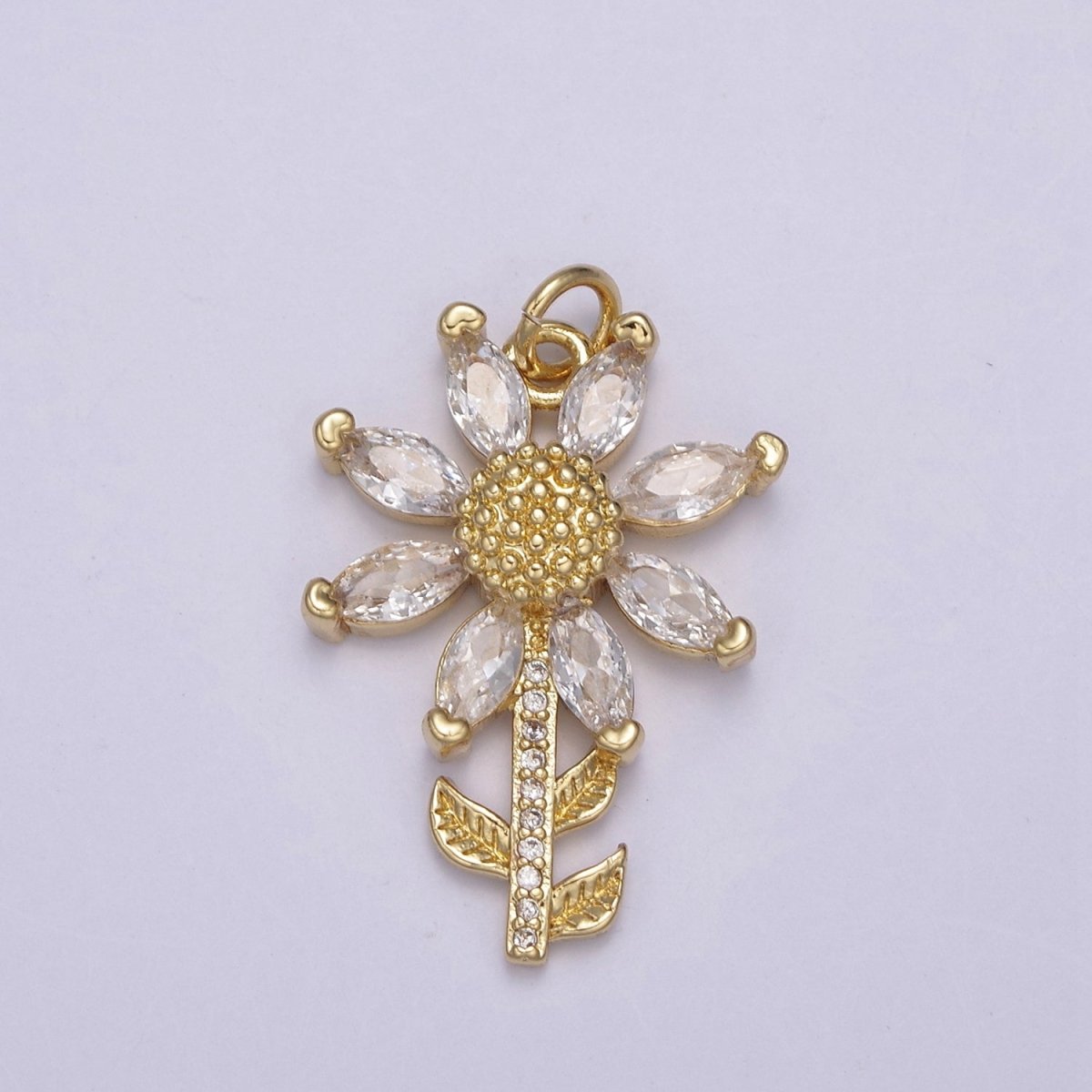 Mini 24k Gold Filled Flower Charm SunFlower Sun Flower Charm for necklace bracelet earring N-712 - DLUXCA