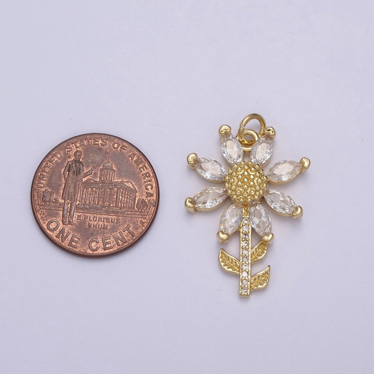 Mini 24k Gold Filled Flower Charm SunFlower Sun Flower Charm for necklace bracelet earring N-712 - DLUXCA