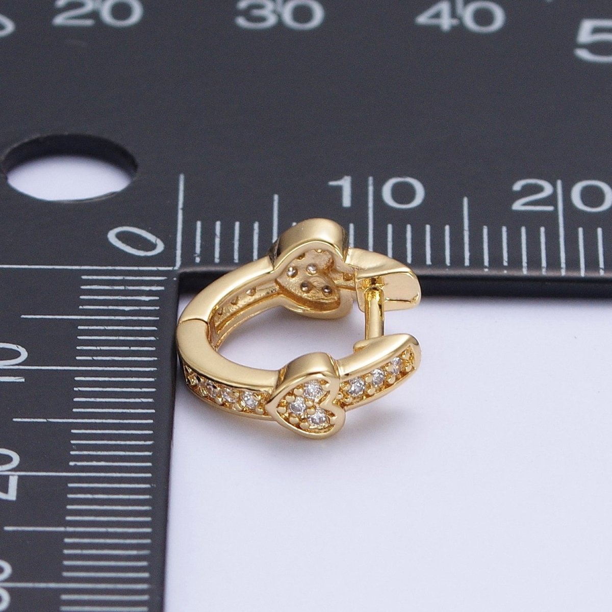 Mini 24K Gold Filled Heart Huggie Earrings Micro Paved Cubic Zirconia Hoops For Valentine Gift T-029 - DLUXCA