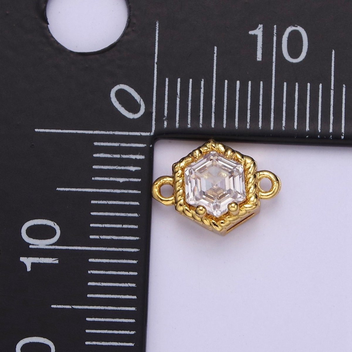 Mini 24K Gold Filled Octagon Charm Connector CZ Micro Pave Colorful Link connector for Bracelet Necklace F-500 F-782 F-783 F-794 F-796 - DLUXCA
