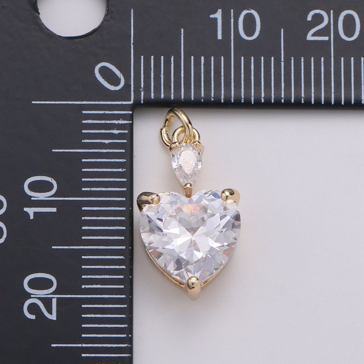 Mini 24k Gold Filled Pear & Heart Cubic Charms, Gold Filled Love Charm, Cubic Charm ,Gold Love Lock charm Relationship Jewelry Inspired D-155 - DLUXCA