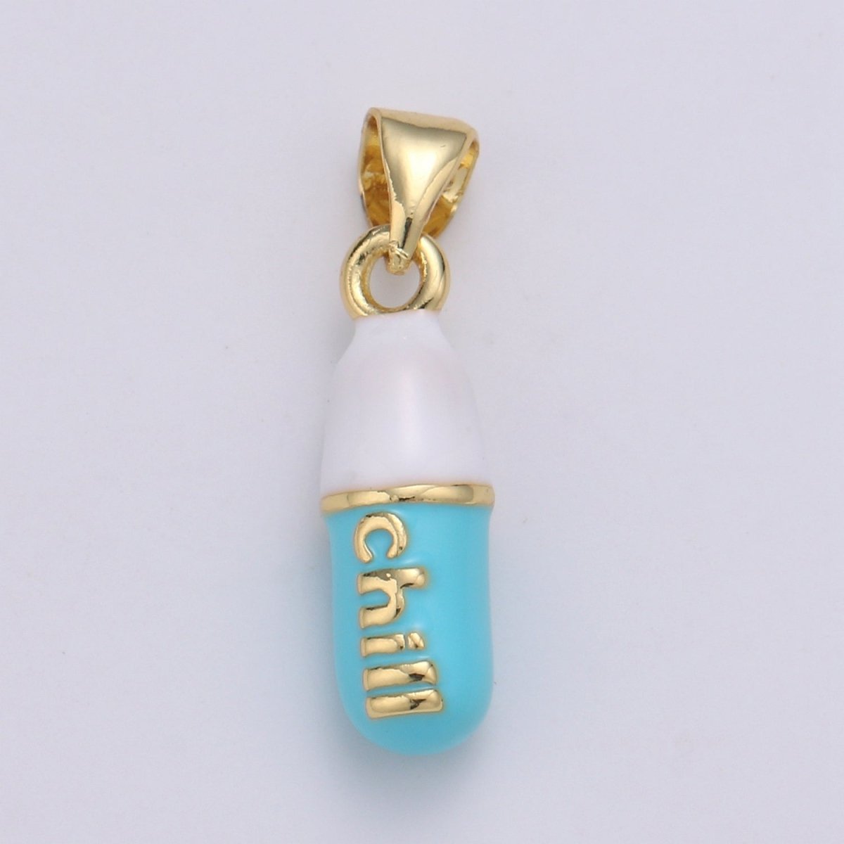 Mini 24K Gold Filled Pill Bar Charm Enamel Pink Love Chill Happy Pill Pendant for Bracelet Necklace Earring Component Supply 23x5mm J-203~J-207,J-209~J-213,J-244~J-248 - DLUXCA