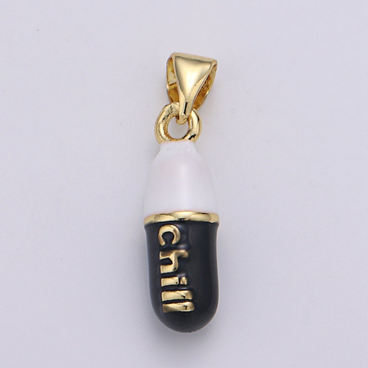 Mini 24K Gold Filled Pill Bar Charm Enamel Pink Love Chill Happy Pill Pendant for Bracelet Necklace Earring Component Supply 23x5mm J-203~J-207,J-209~J-213,J-244~J-248 - DLUXCA