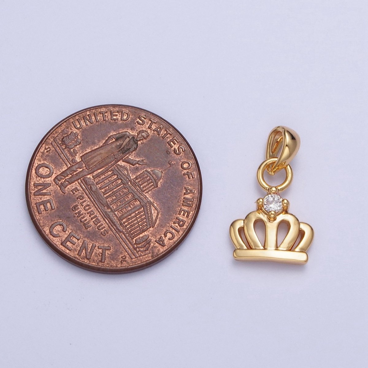 Mini 24K Gold Filled Royalty Crown with Cubic Zirconia Pendant Charm For Jewelry Making X-454 - DLUXCA