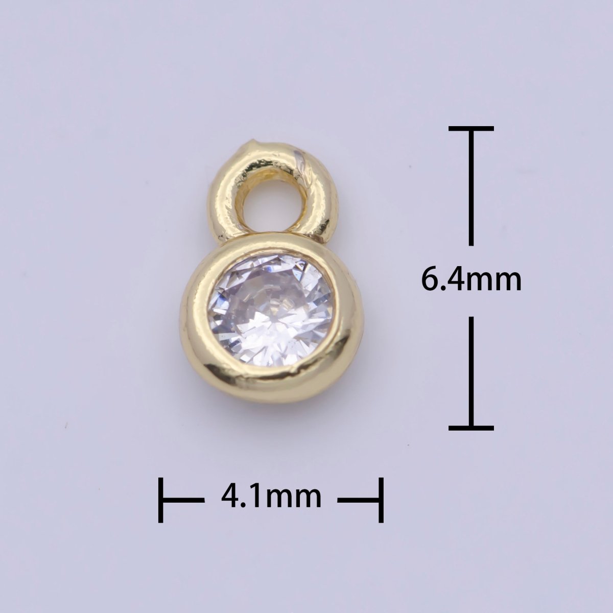 Mini 4mm Round Clear Cubic Zirconia Charm AG-139 - DLUXCA