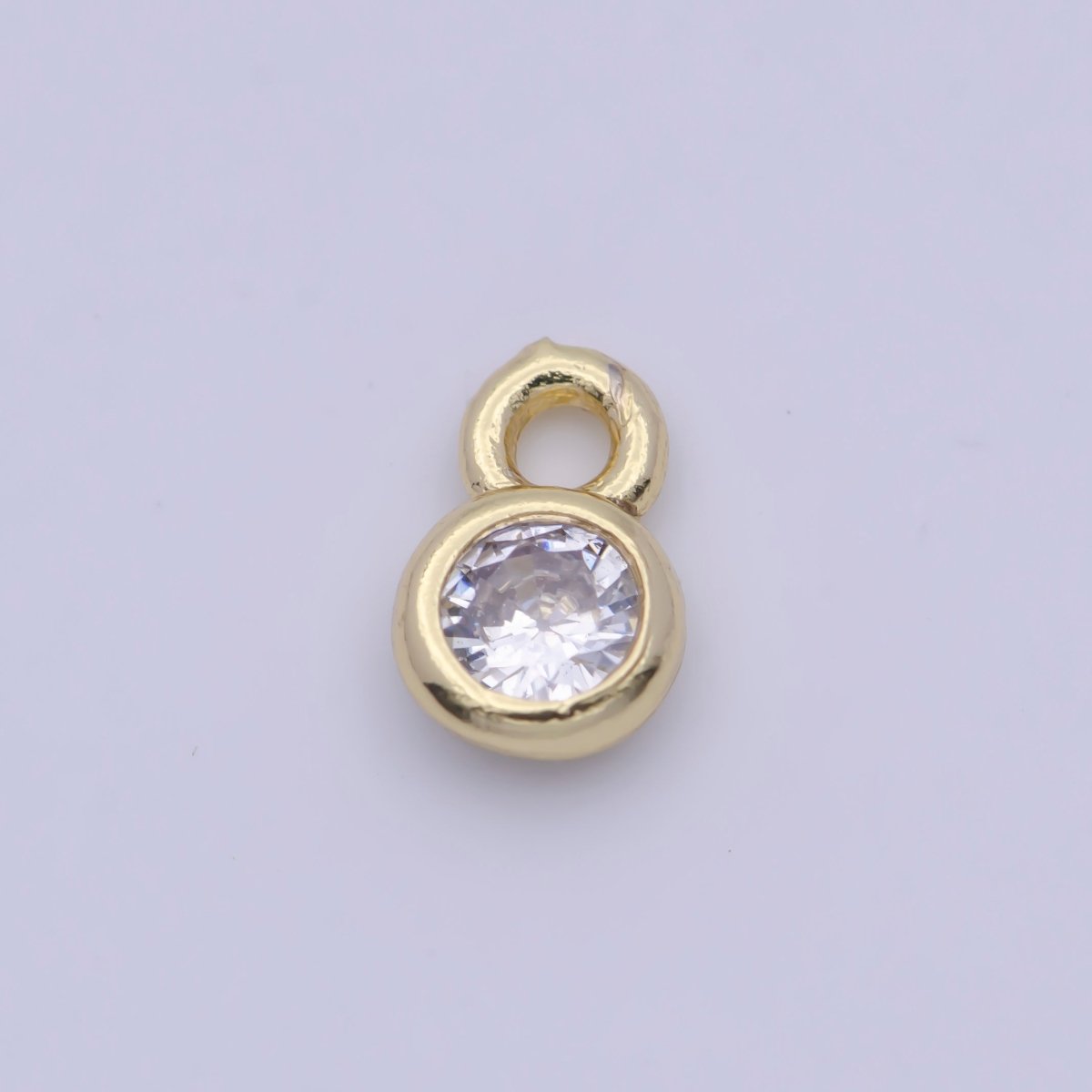 Mini 4mm Round Clear Cubic Zirconia Charm AG-139 - DLUXCA