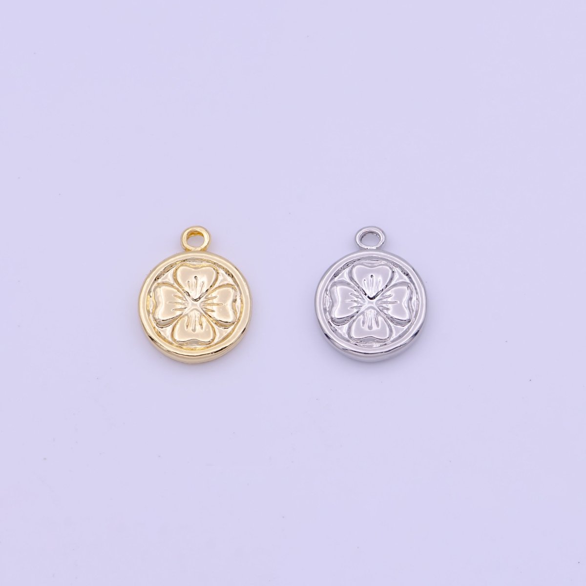 Mini 9.5mm Clover Leaf Quatrefoil Gold & Silver Lucky Coin Charm | D-247 D-267 - DLUXCA