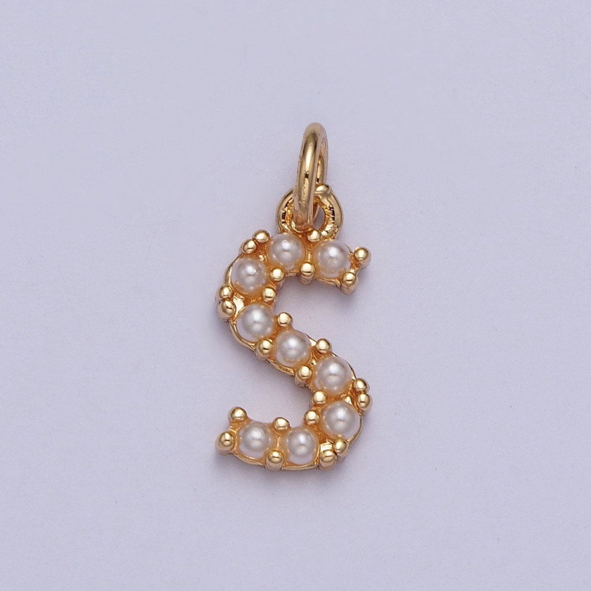 Mini Alphabet Pearl Charm Tiny Pearl Initial Charm 16K Gold Filled Charm for Personalized Jewelry | M001-M020, M043-M048 - DLUXCA