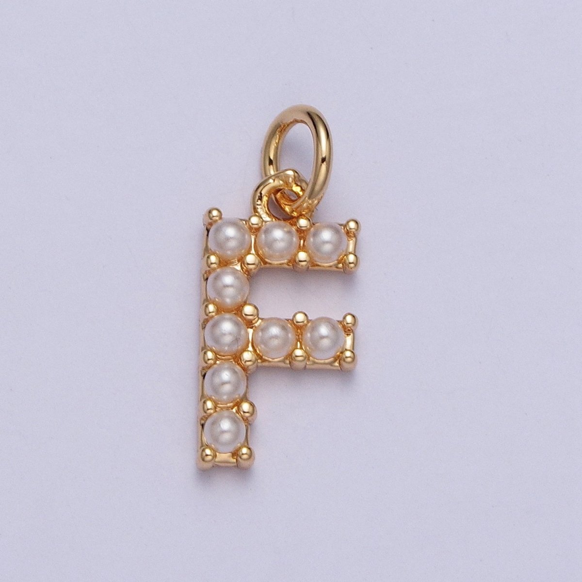 Mini Alphabet Pearl Charm Tiny Pearl Initial Charm 16K Gold Filled Charm for Personalized Jewelry | M001-M020, M043-M048 - DLUXCA