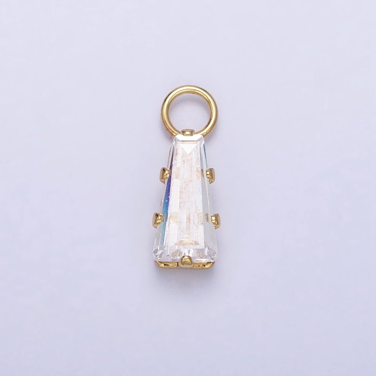 Mini Baguette Cubic Zirconia Charm, Tiny Clear CZ Charm in Gold Silver for Jewelry Making Supply AC422 AC423 - DLUXCA