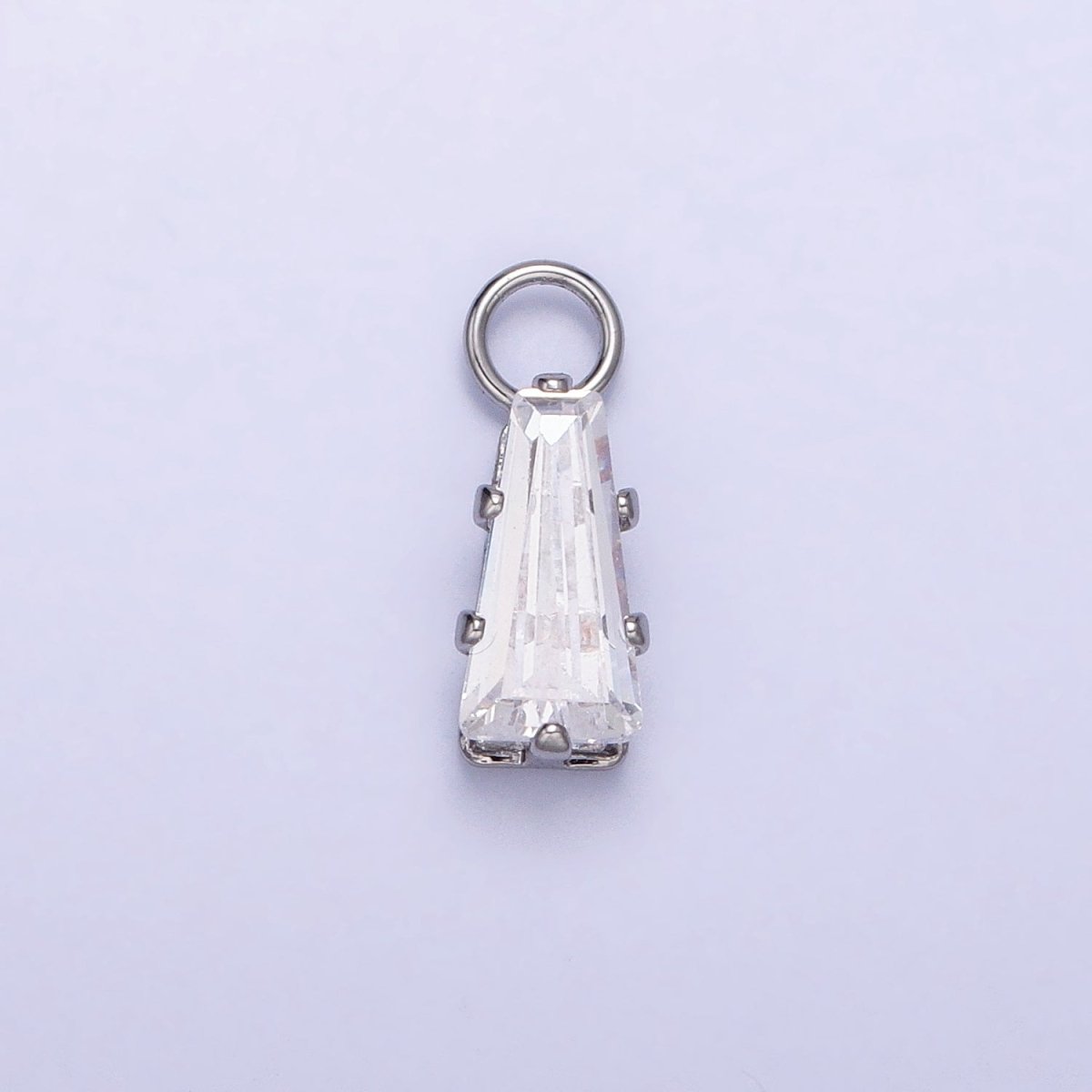 Mini Baguette Cubic Zirconia Charm, Tiny Clear CZ Charm in Gold Silver for Jewelry Making Supply AC422 AC423 - DLUXCA