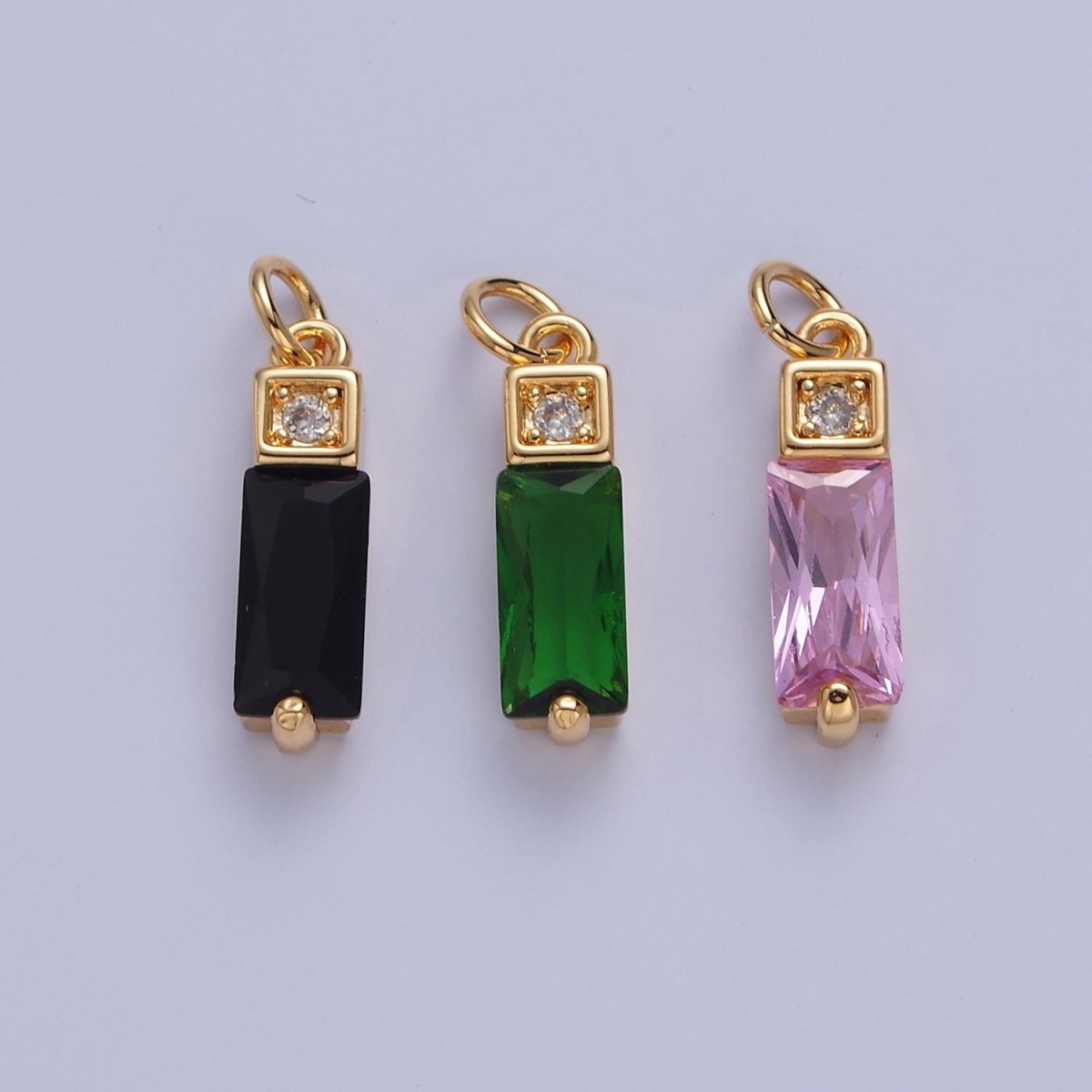 Mini Baguette Cz Charm Black Green Pink CZ Stone for Dangle Charm W-290 W-291 W-292 - DLUXCA