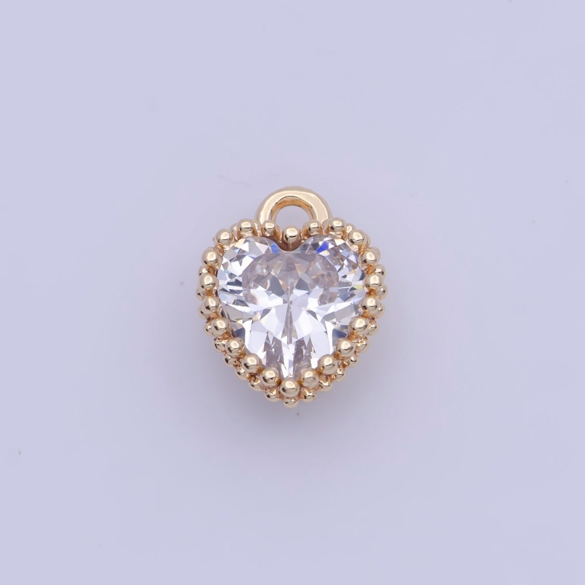Mini BIRTHSTONE Cubic Zirconia Heart Gold Charm Add on Component For Jewelry Making | C-066 C-088 C-098 C-106 C-192 C-195 AG-144~AG-149 - DLUXCA