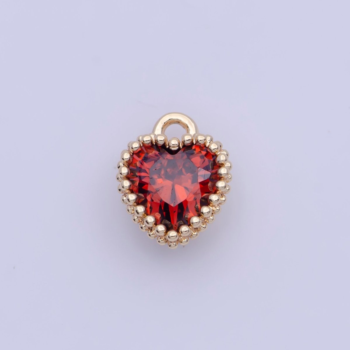 Mini BIRTHSTONE Cubic Zirconia Heart Gold Charm Add on Component For Jewelry Making | C-066 C-088 C-098 C-106 C-192 C-195 AG-144~AG-149 - DLUXCA