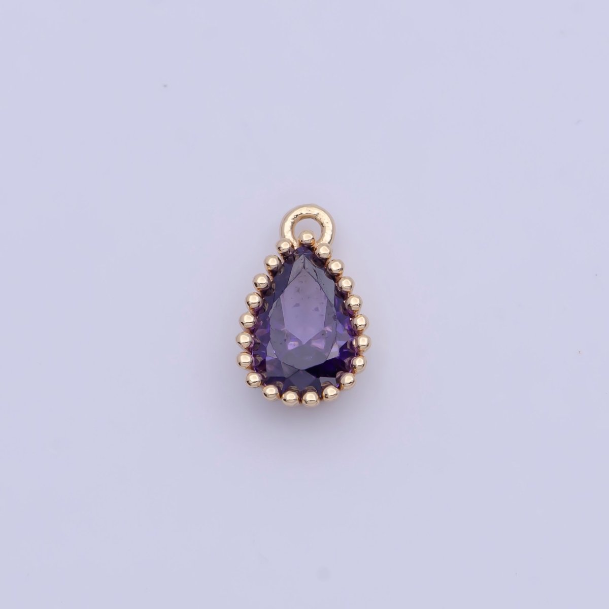 Mini BIRTHSTONE Cubic Zirconia Teardrop Gold Charm Component Add on For Jewelry Making C-230 C-265 C-291 C-297 C-315 C-337 C-363 C-365 AG-140~AG-143 - DLUXCA