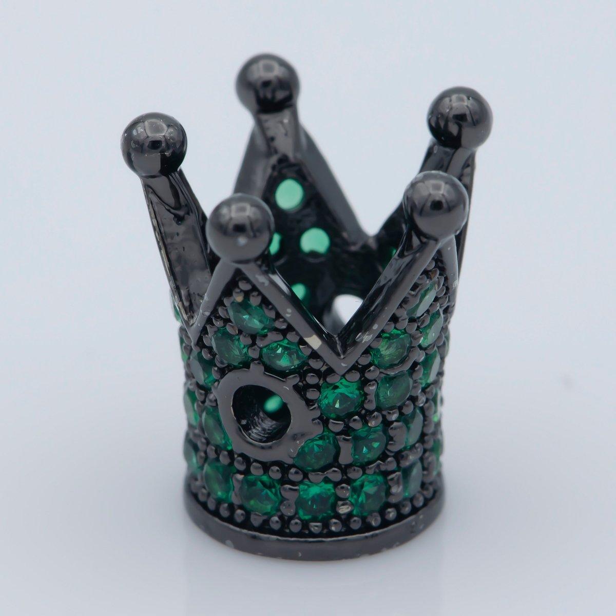 Mini Black Crown Beads CZ Green Crystal Small Simple King Queen Crown Model Jewelry Making Beads B566 - DLUXCA