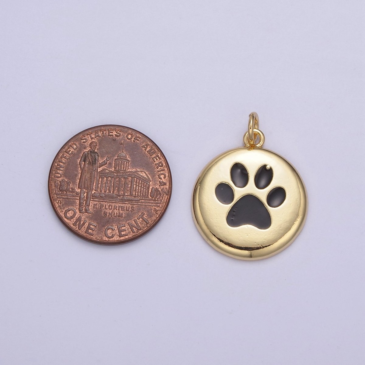 Mini Black Gold Dog Paw Print Animal Foot Charm for Bracelet Necklace Add on N-857 - DLUXCA