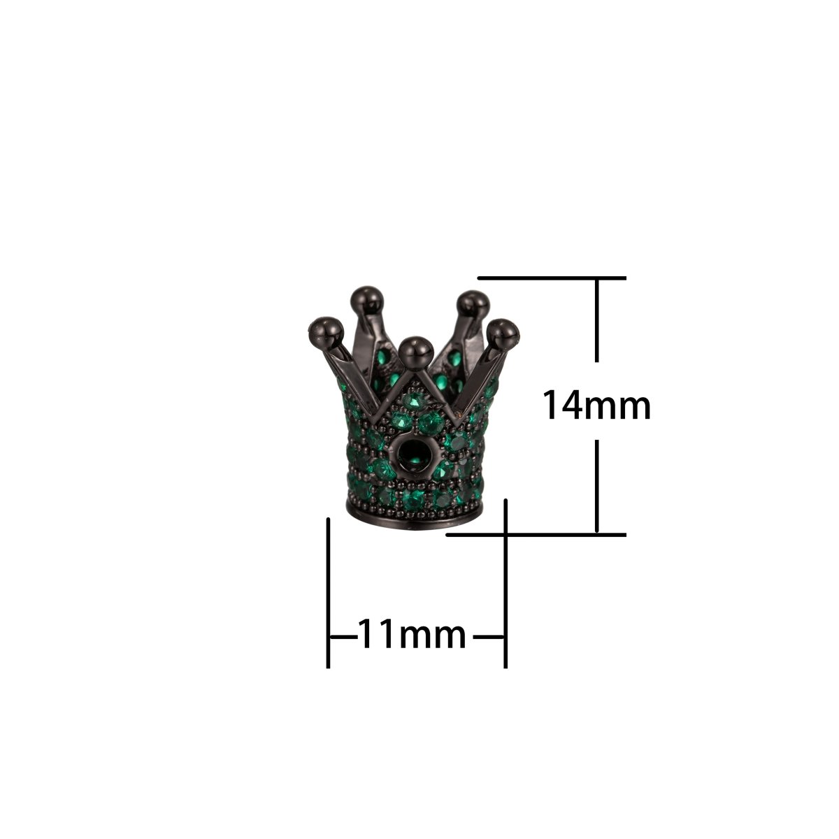 Mini Black Gold Silver Crown Beads CZ Green Crystal Small Simple King Queen Crown Model Jewelry Making Beads B-207, B-566, B-567 - DLUXCA