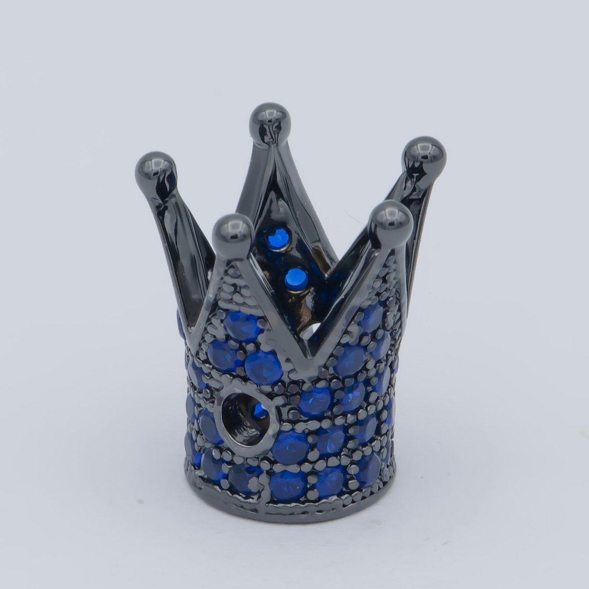 Mini Black Silver Gold Crown Beads with CZ Blue Crystal Small Simple King Queen Crown Model Jewelry Making Beads B-212, B-564, B-565 - DLUXCA