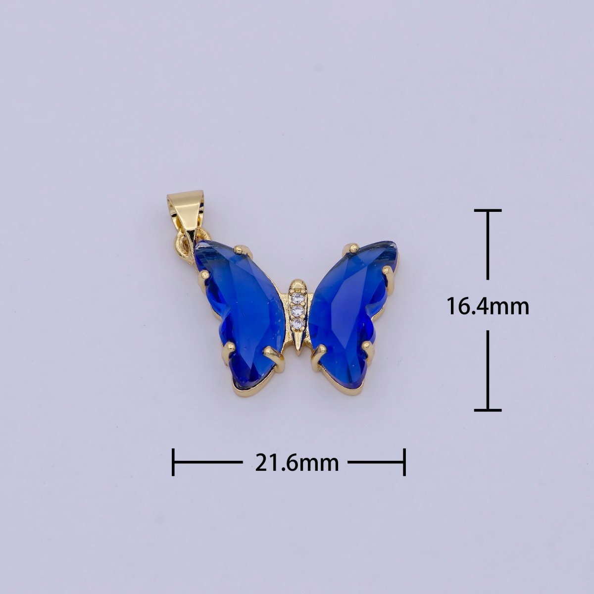 Mini Blue Butterfly Pendant in 24k Gold Filled Finding I-168 - DLUXCA