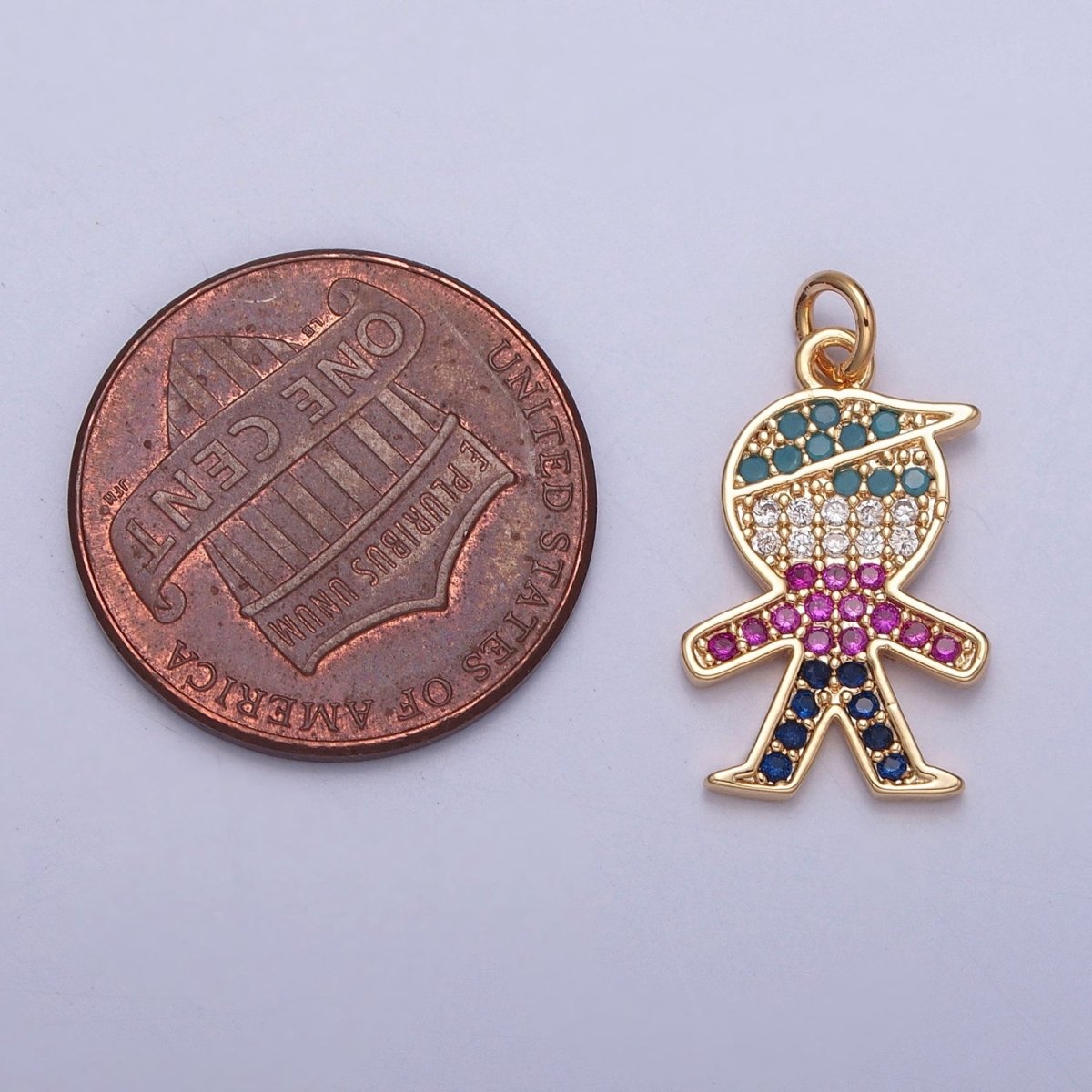 Mini Boy Charm Multi color Micro Paved Cubic Zirconia Jewelry Add On Charm | X-249 - DLUXCA