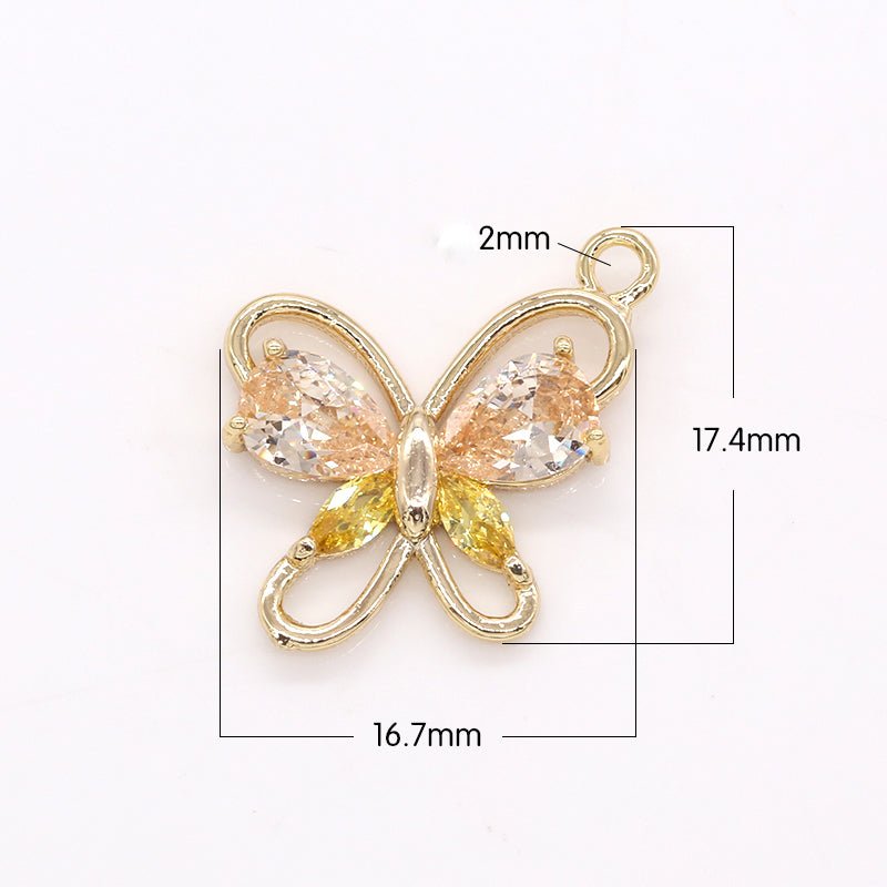 Mini Butterfly Charm Mariposa Gold Cubic CZ Pendant GP362 - DLUXCA