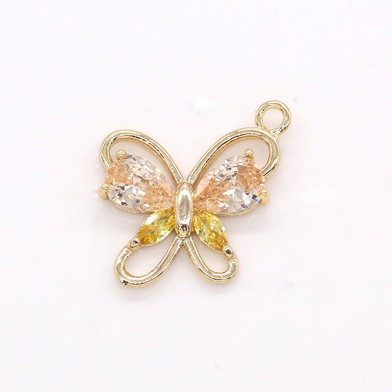 Mini Butterfly Charm Mariposa Gold Cubic CZ Pendant GP362 - DLUXCA