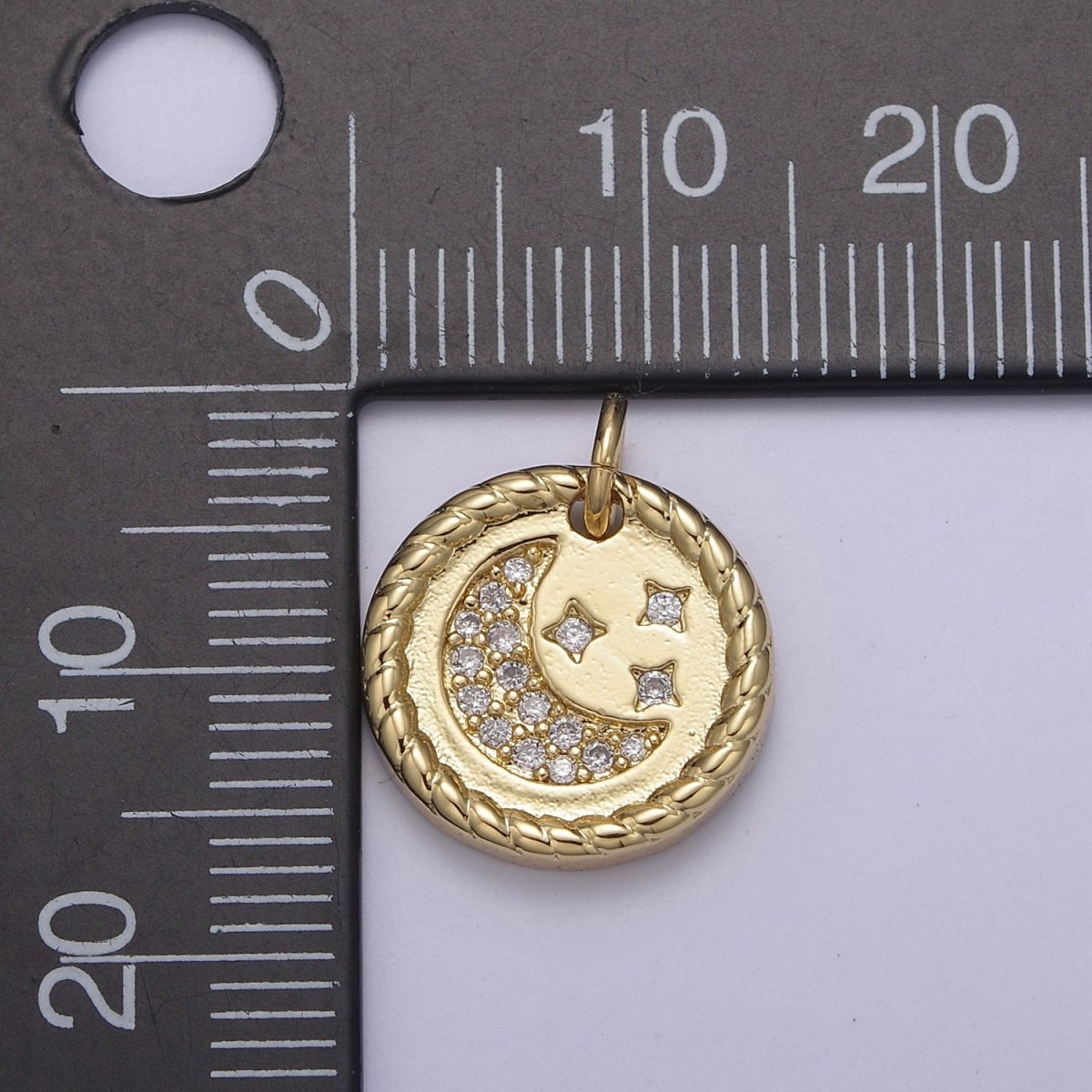 Mini Celestial Charm 14k Gold Filled Crescent Moon Star Charm Add on Charm for Bracelet Necklace Earring N-810 - DLUXCA