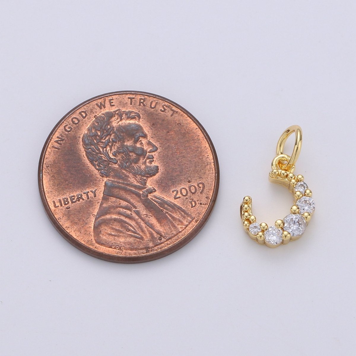 Mini Celestial CZ Cubic Zirconia Crescent Moon Charm Gold Charm, 14K Gold Filled CZ Charm Pendant for Bracelet Earring Necklace Component | D-247 D-608 - DLUXCA