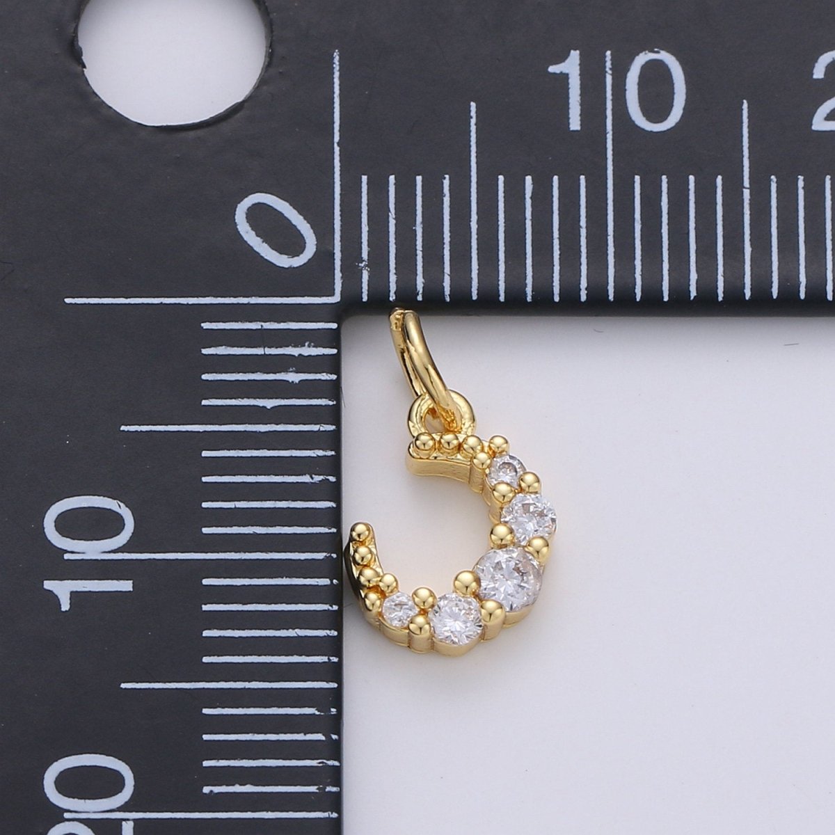 Mini Celestial CZ Cubic Zirconia Crescent Moon Charm Gold Charm, 14K Gold Filled CZ Charm Pendant for Bracelet Earring Necklace Component | D-247 D-608 - DLUXCA