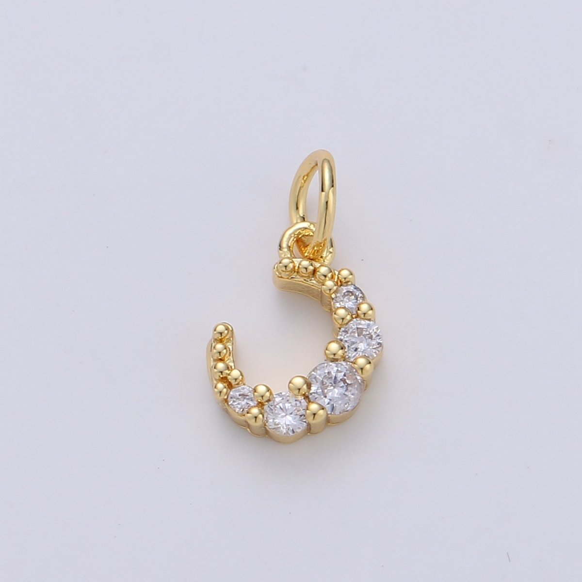 Mini Celestial CZ Cubic Zirconia Crescent Moon Charm Gold Charm, 14K Gold Filled CZ Charm Pendant for Bracelet Earring Necklace Component | D-247 D-608 - DLUXCA