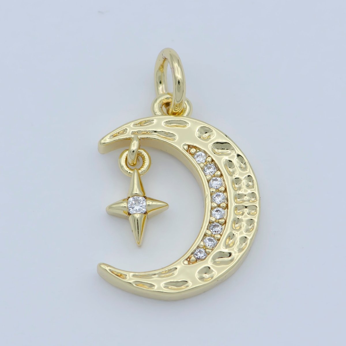 Mini Celestial CZ Cubic Zirconia Crescent Moon Star Charm 14k Gold Filled Charm Pendant Star Moon Jewelry for Necklace Earring Supply M-361 - DLUXCA