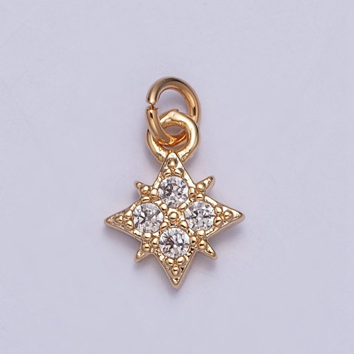 Mini Celestial North Star Micro Paved Cubic Zirconia Charm For Jewelry Making | X-259 - DLUXCA