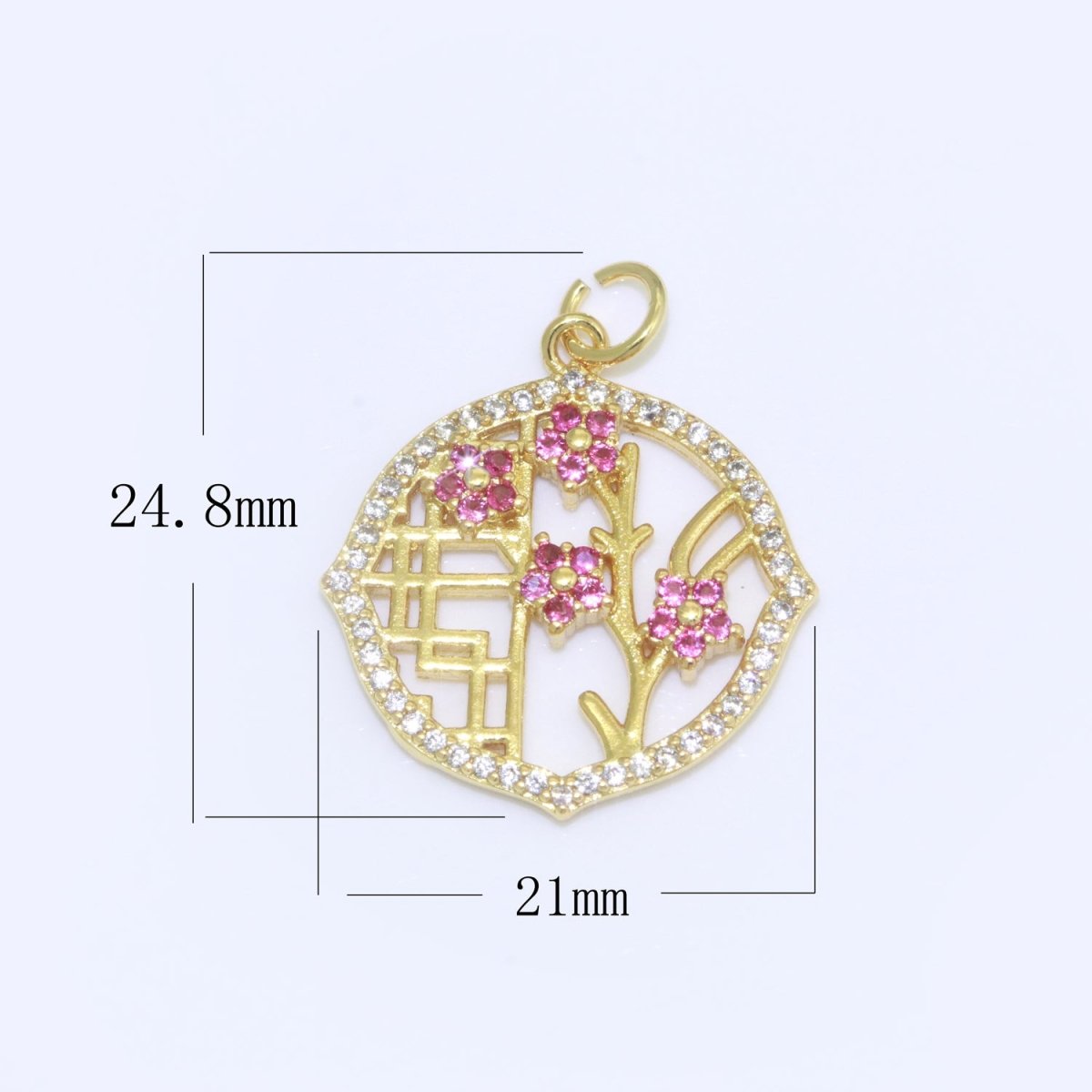 Mini Cherry Blossom Charm Pink Flower Charm for Minimalist Jewelry M-694 - DLUXCA