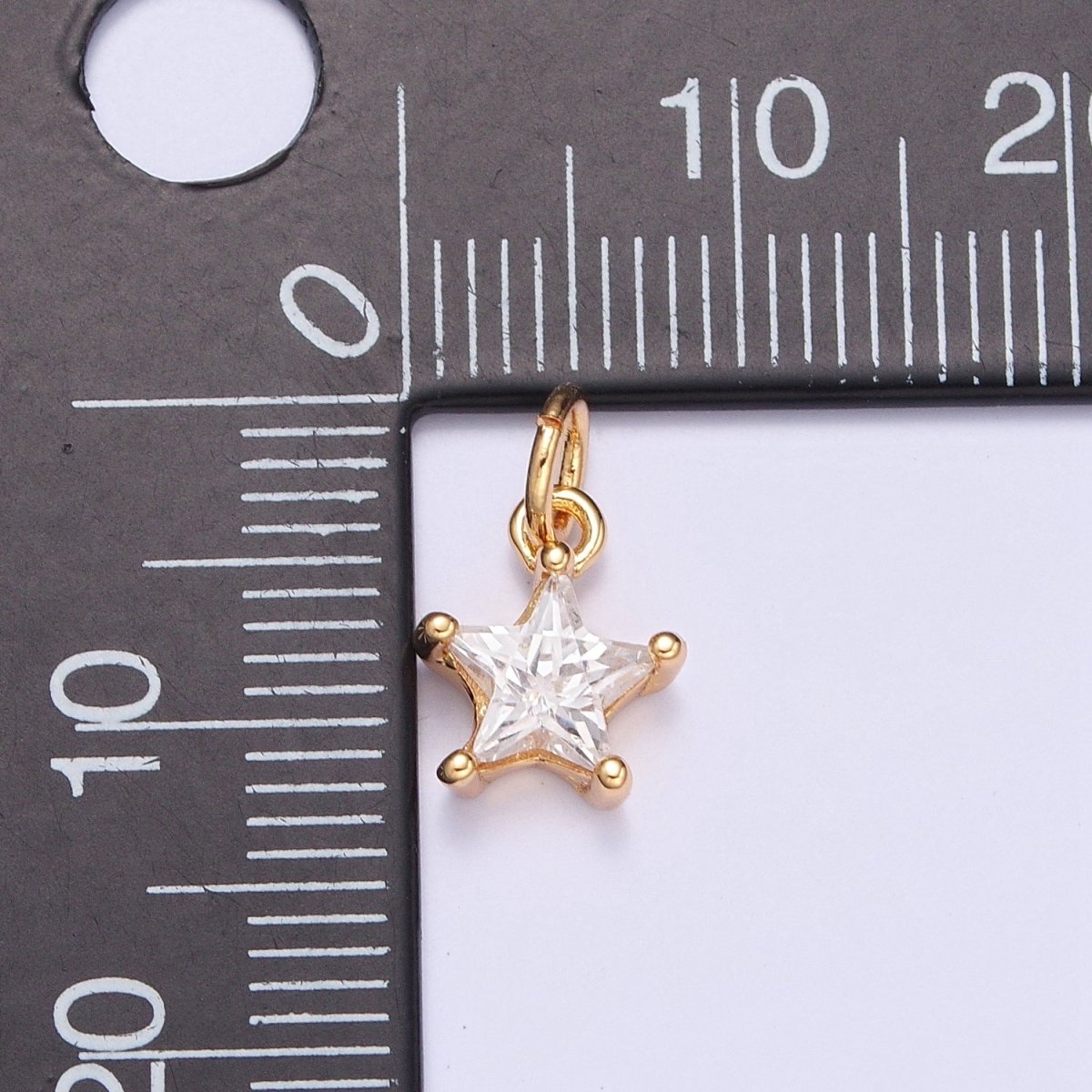 Mini Clear Celestial Star CZ Gold Add on Charm | X-102 - DLUXCA