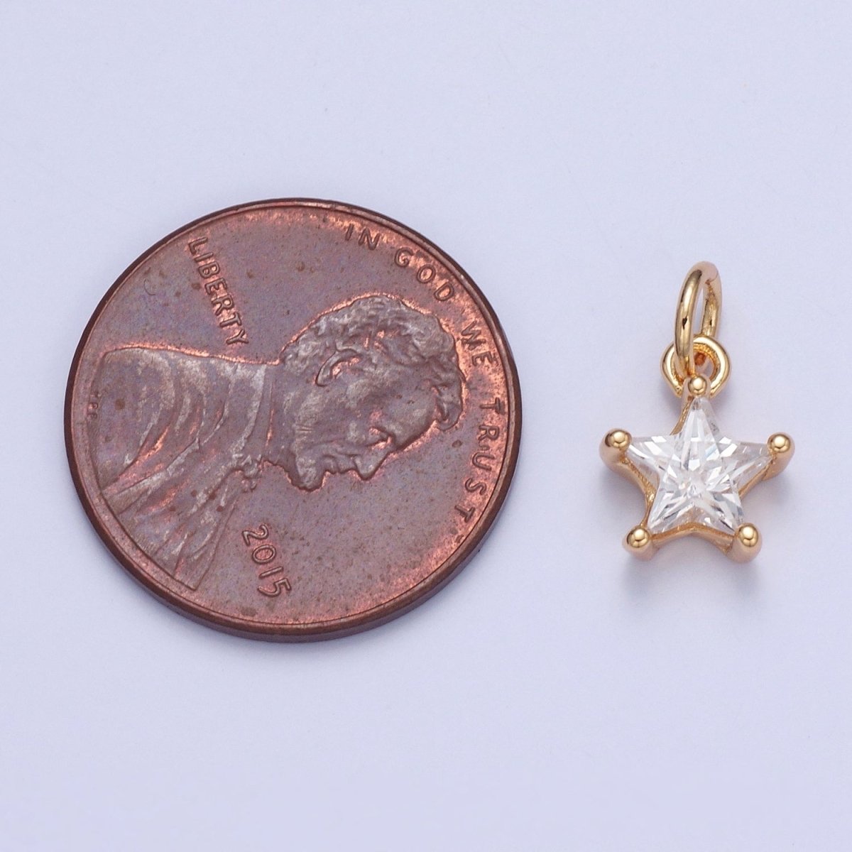 Mini Clear Celestial Star CZ Gold Add on Charm | X-102 - DLUXCA