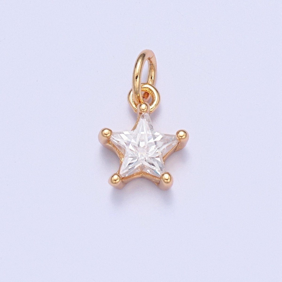 Mini Clear Celestial Star CZ Gold Add on Charm | X-102 - DLUXCA