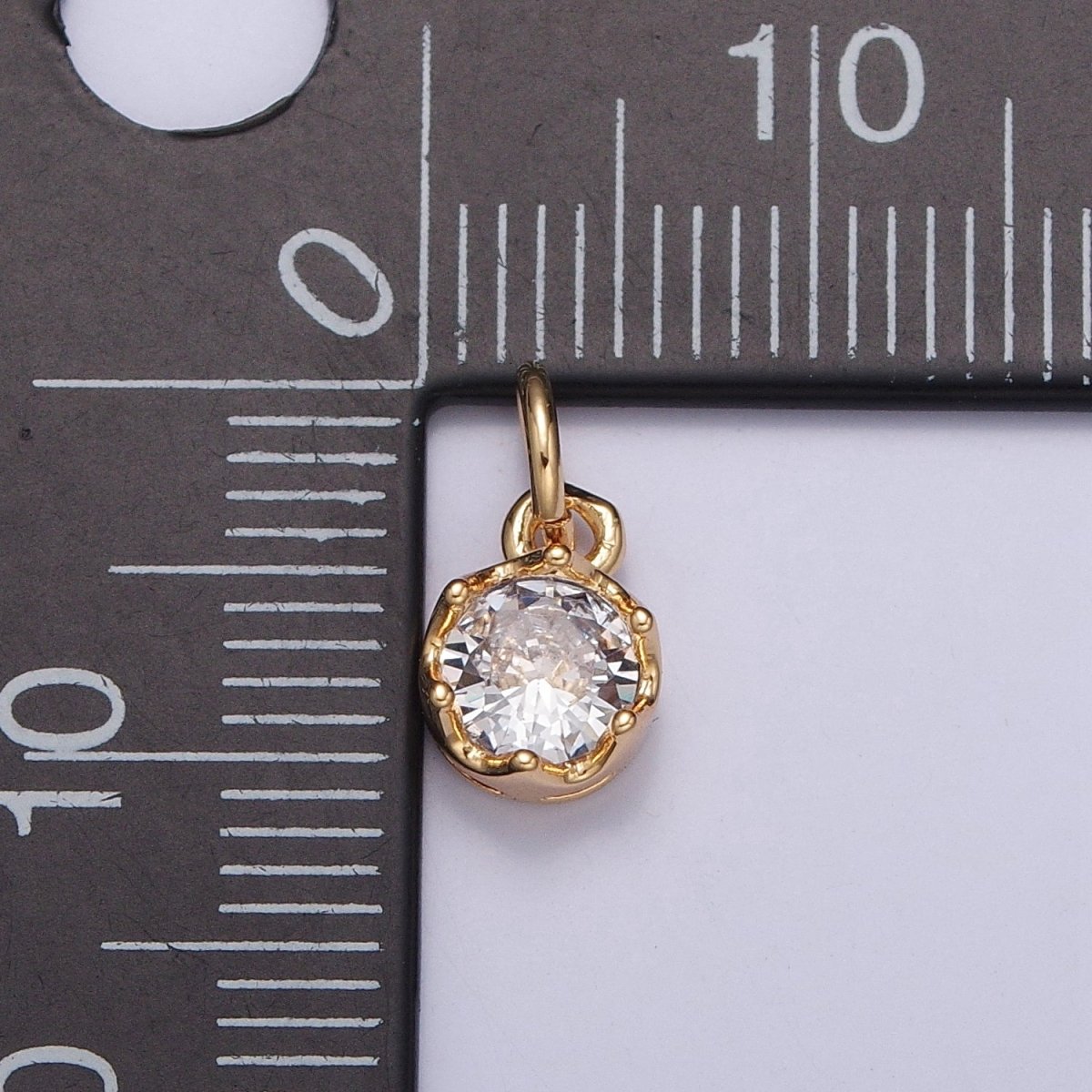 Mini Clear CZ Cubic Zirconia Gold Add on Charm | X-101 - DLUXCA