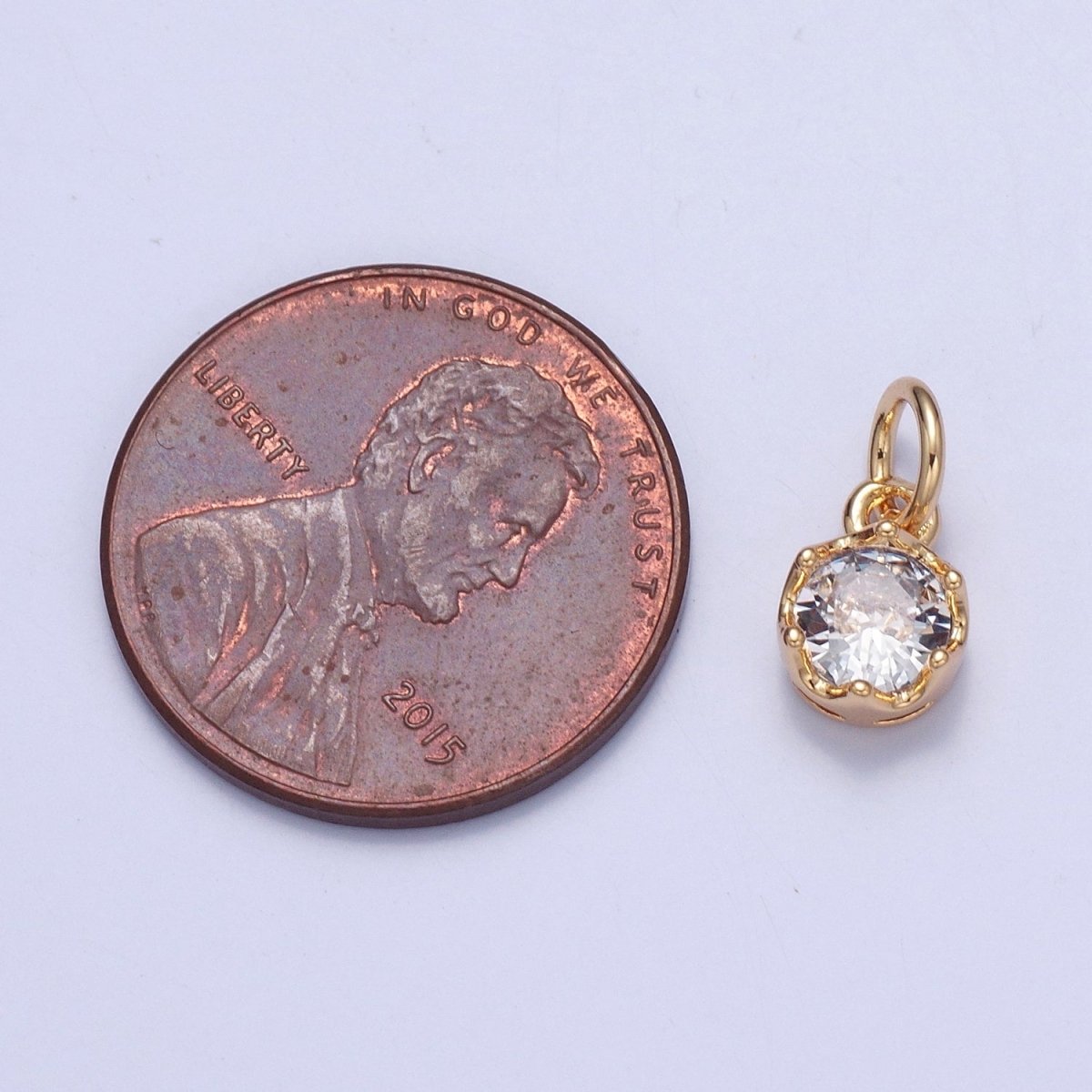 Mini Clear CZ Cubic Zirconia Gold Add on Charm | X-101 - DLUXCA