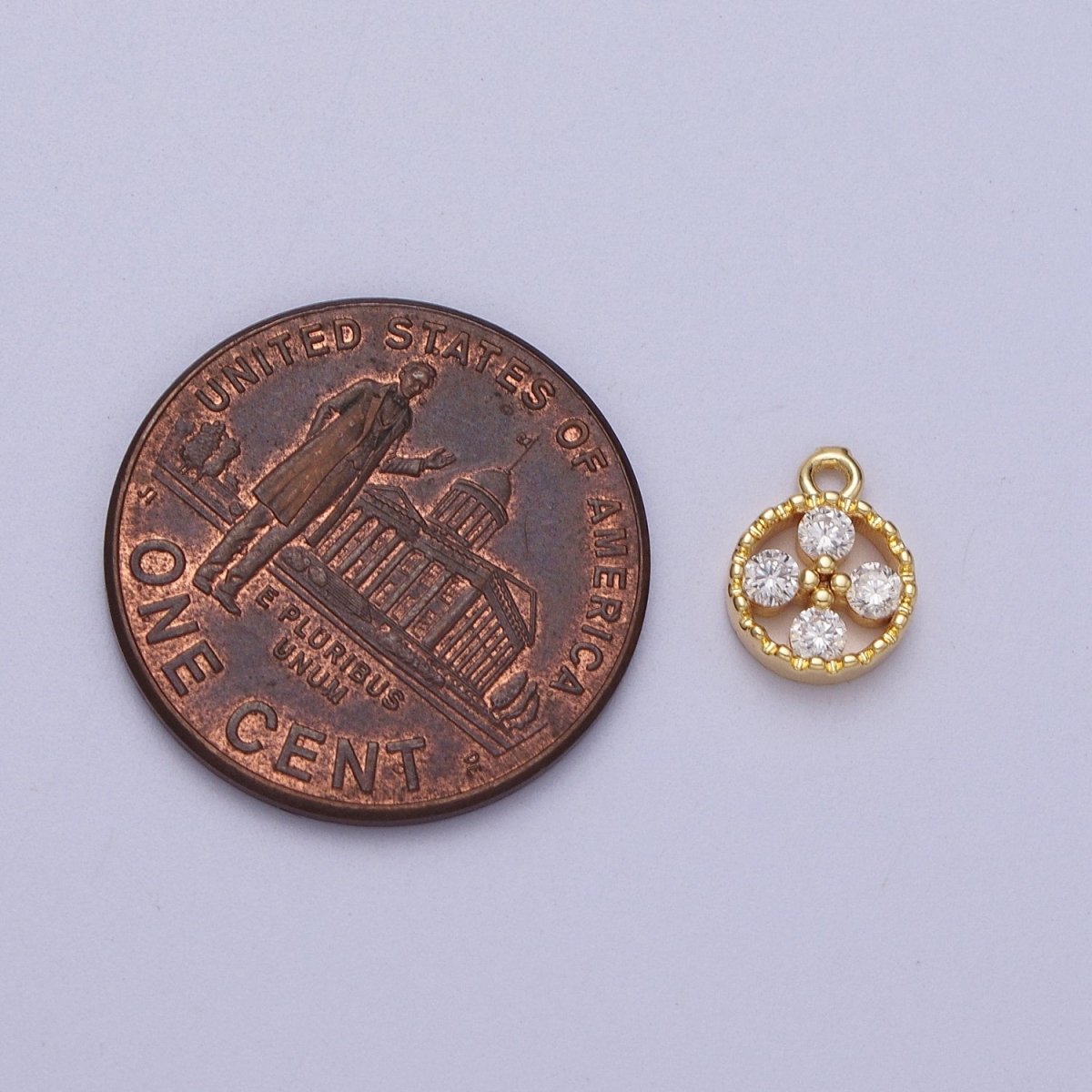 Mini Clear Round Cubic Zirconia CZ Gold Charm | C-853 - DLUXCA