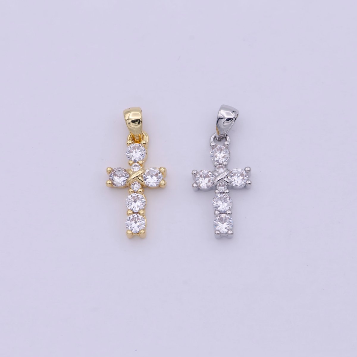 Mini Cross Charm Gold Filled Cross Pendant Add on Charm for Bracelet Necklace Earring H-104 H-106 - DLUXCA