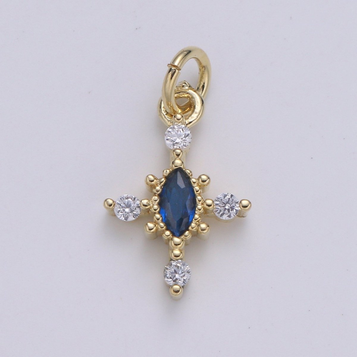 Mini Cross Charm Micro Pave Eye 24K Gold Filled Cross Charm, Cubic Zirconia Cluster Charm for Necklace Earring Bracelet Jewelry Making E-233-E-236 - DLUXCA