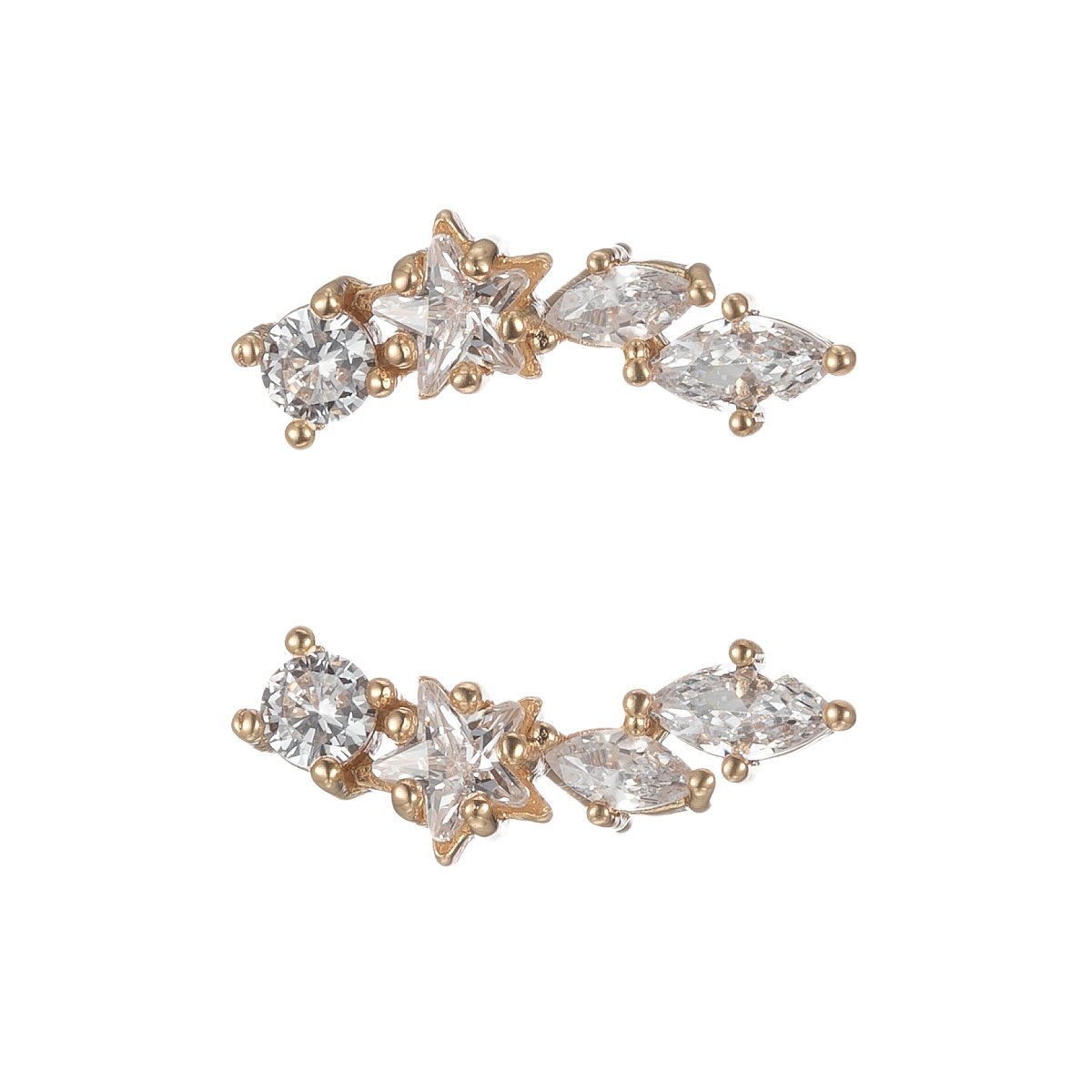 Mini Crystal Star Chain String Studs Earring CZ Crystal Stone Joints on Daily Wear Earring Jewelry P-195 - DLUXCA