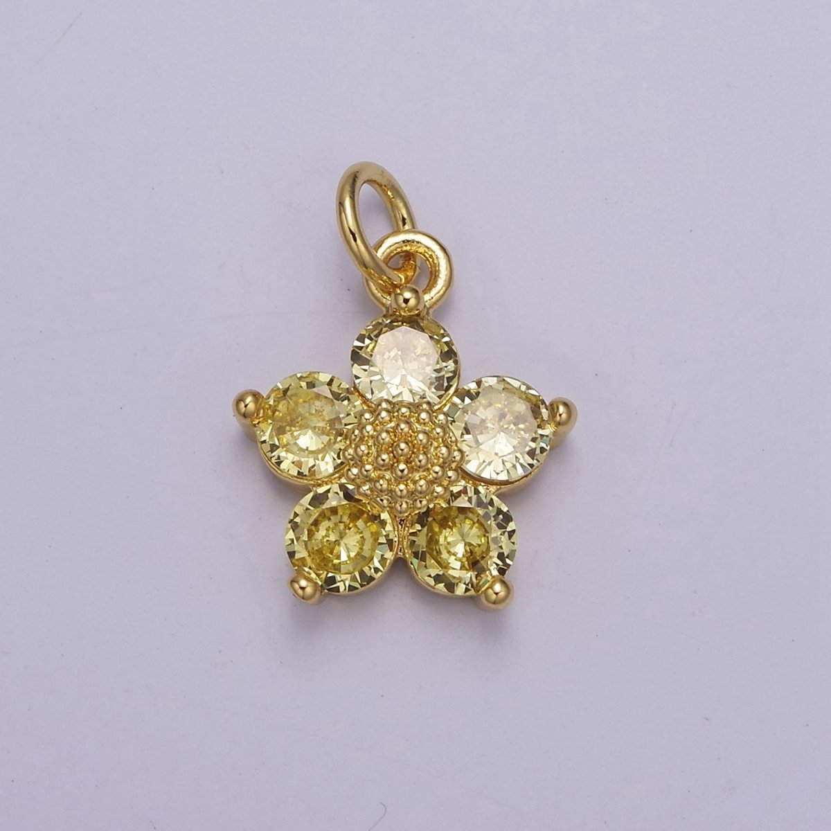 Mini Cubic Daisy Charm in 24k Gold Filled CZ Charm for Spring Jewelry Inspired E-550 E-551 E-639 E-640 E-641 - DLUXCA