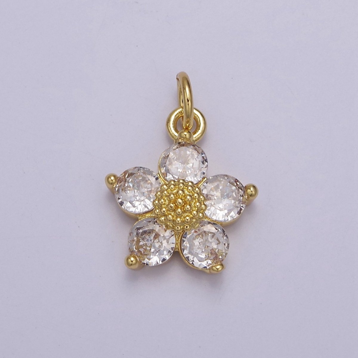 Mini Cubic Daisy Charm in 24k Gold Filled CZ Charm for Spring Jewelry Inspired E-550 E-551 E-639 E-640 E-641 - DLUXCA